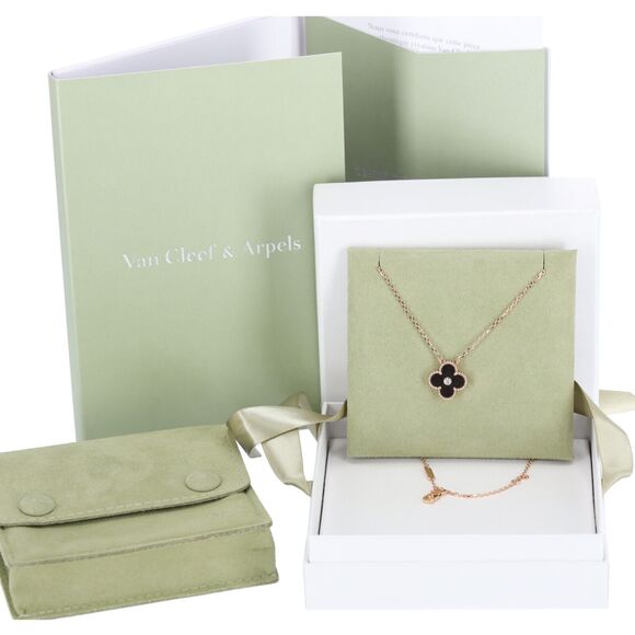 Van Cleef & Arpels Vintage Alhambra Necklace 2023 Holiday Pendant Grey 18K - Picture 2 of 7